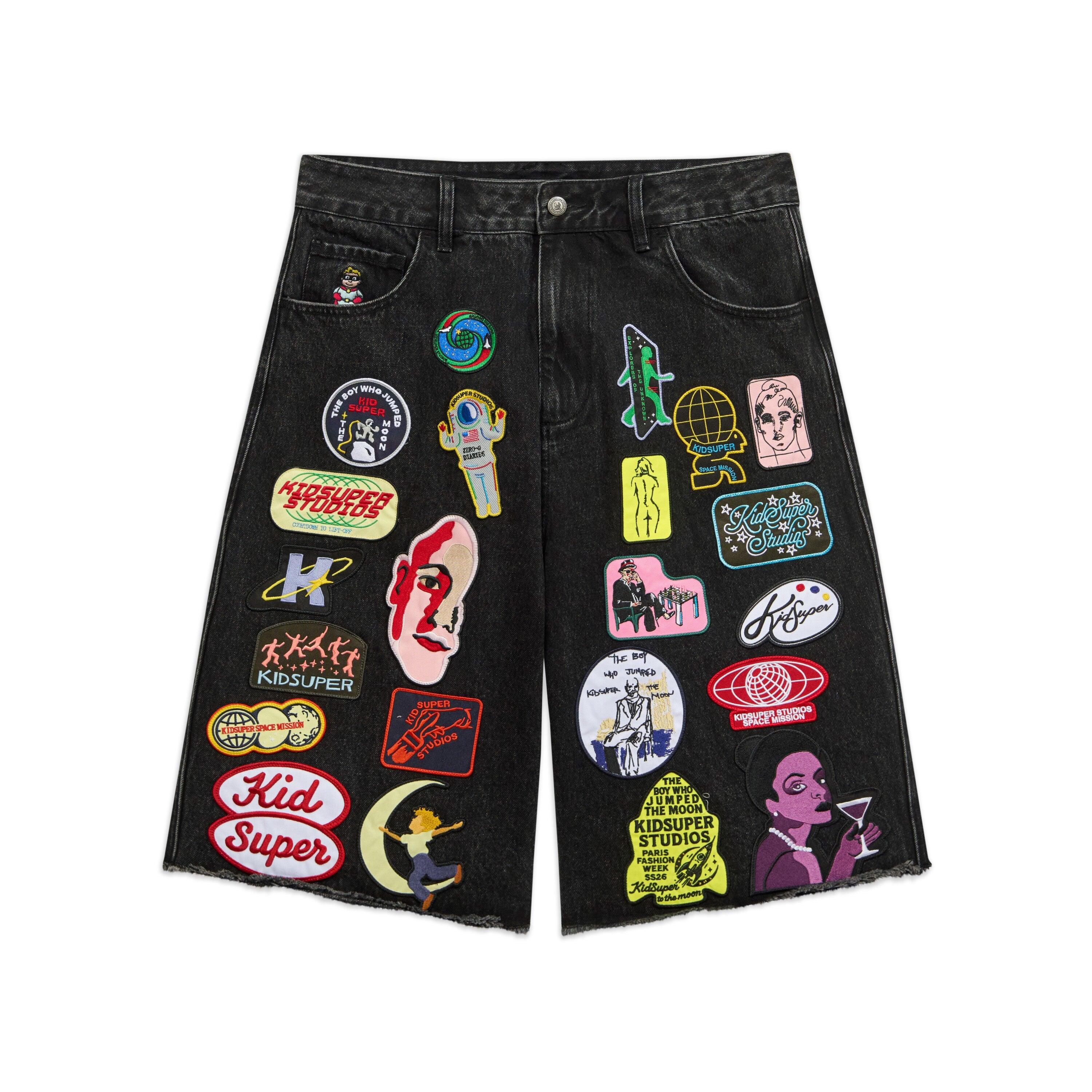 Patches Denim Short [Black] by KIDSUPER STUDIOS