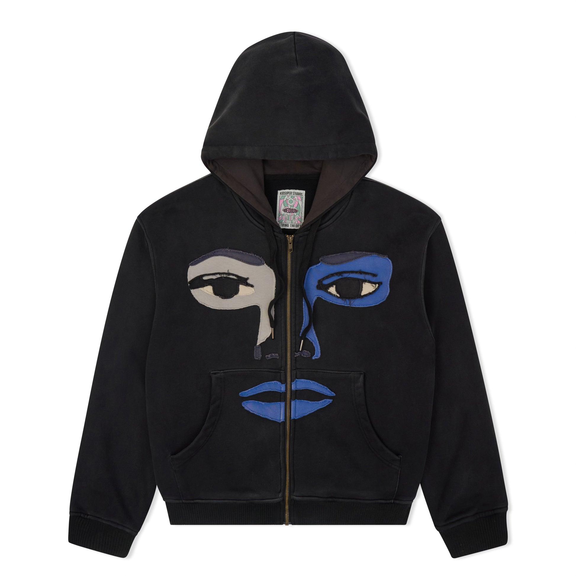 Patchwork Face Heavyweight Zip Up Hoodie [Black] by KIDSUPER STUDIOS