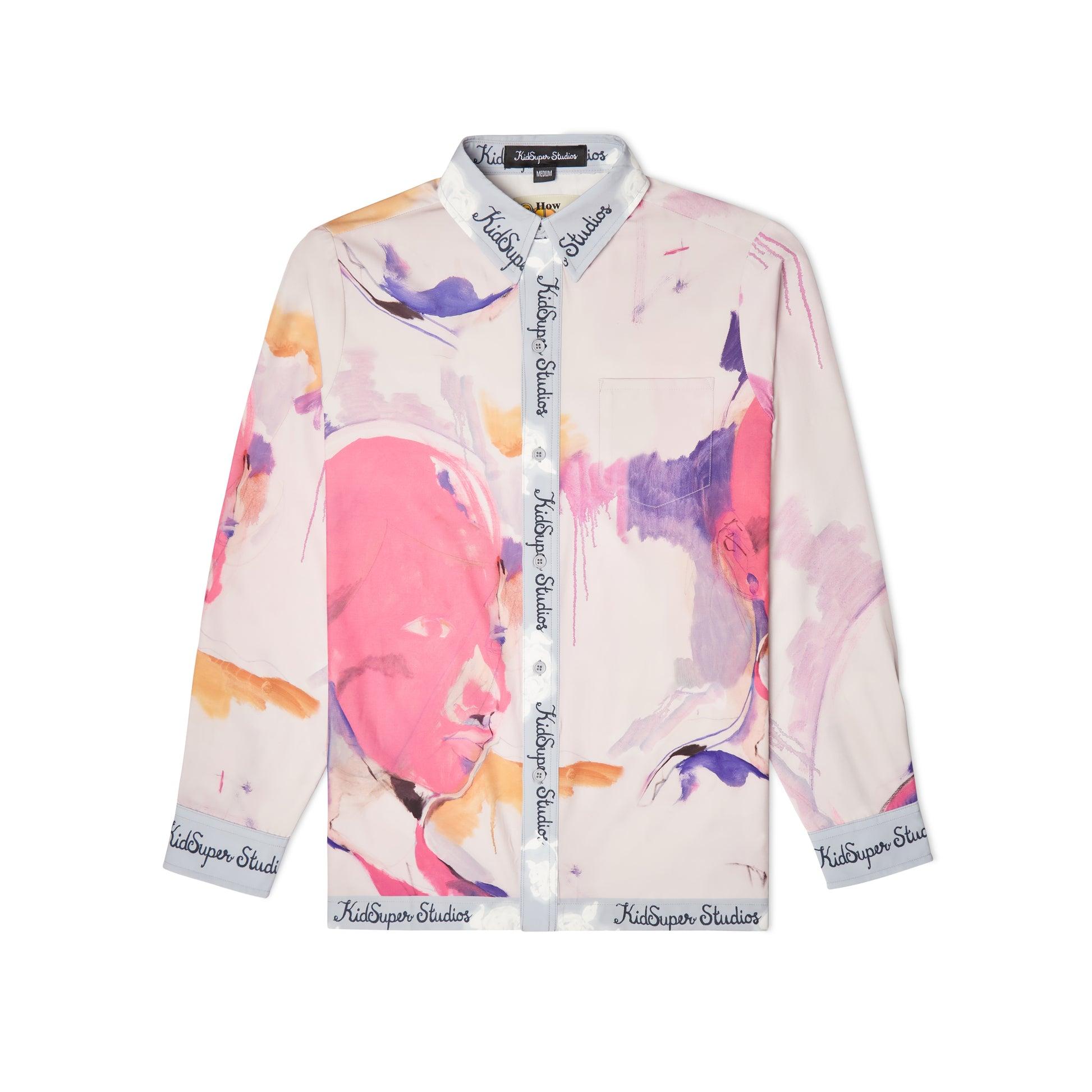 Printed Satin Shirt [White/Multi] by KIDSUPER STUDIOS