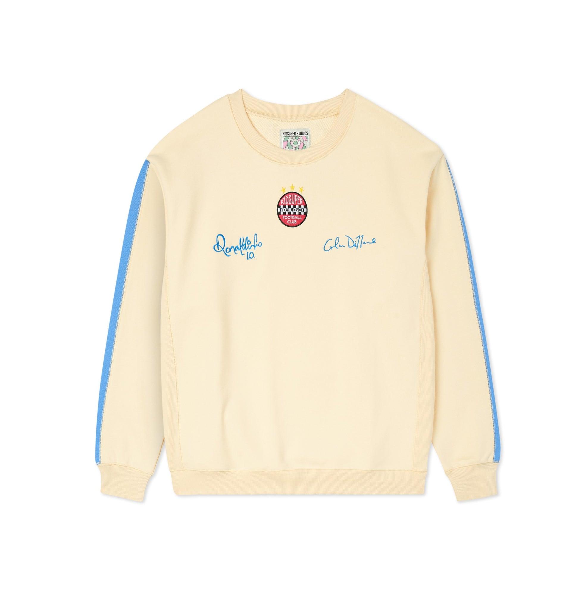 Ronaldinho x KidSuper Crewneck Sweatshirt [Cream] by KIDSUPER STUDIOS