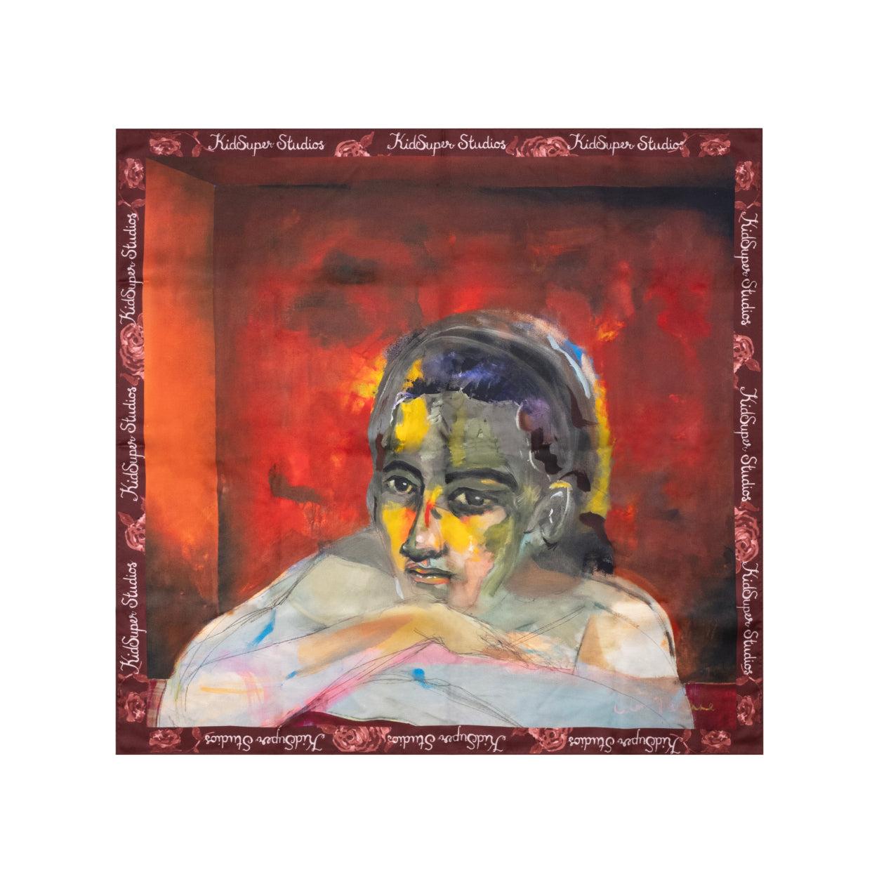 Solemn Stare Silk Scarf [Multi] by KIDSUPER STUDIOS