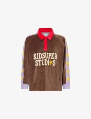 Stars-Appliqué Velour Rugby Top by KIDSUPER STUDIOS