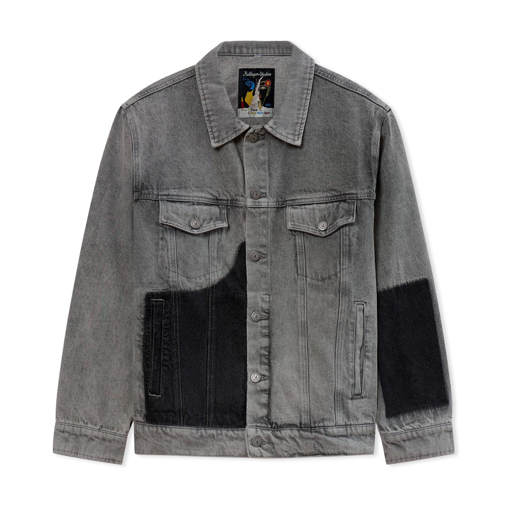 Sun Faded Denim Running Man Jacket [Gray] by KIDSUPER STUDIOS