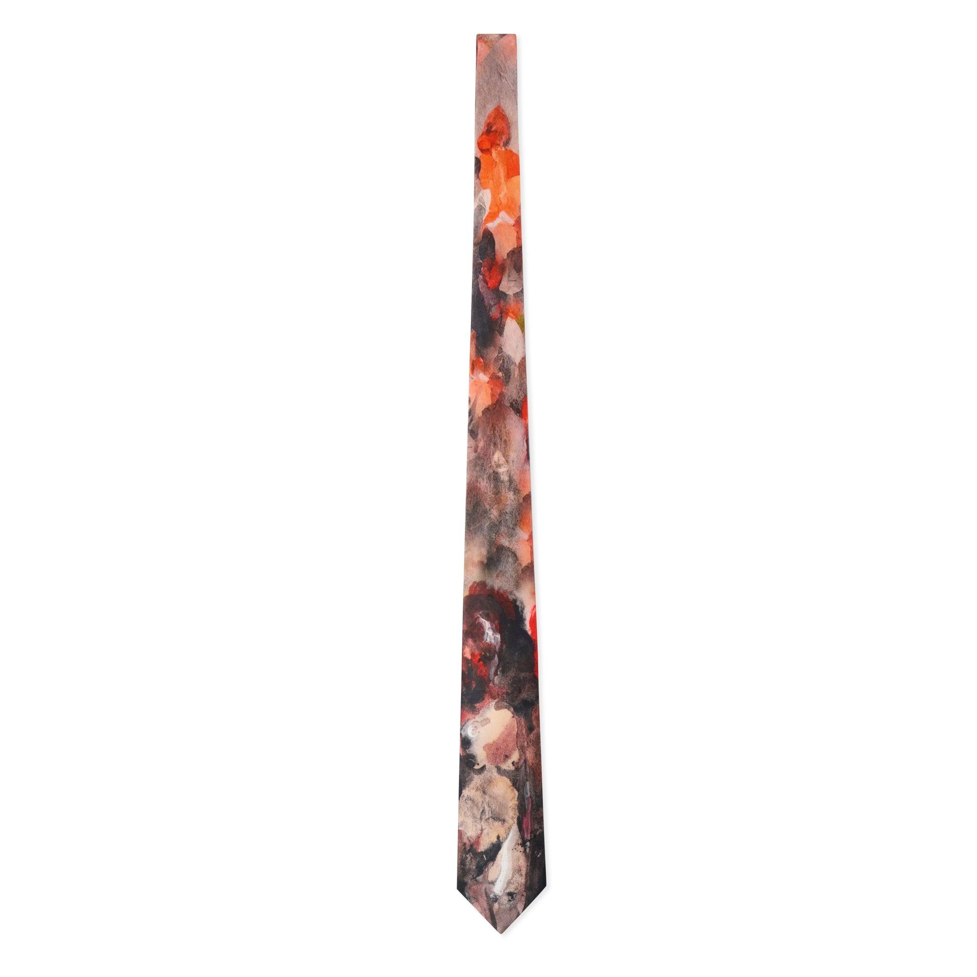 Women Figure Oil Painting Silk Tie [Black] by KIDSUPER STUDIOS