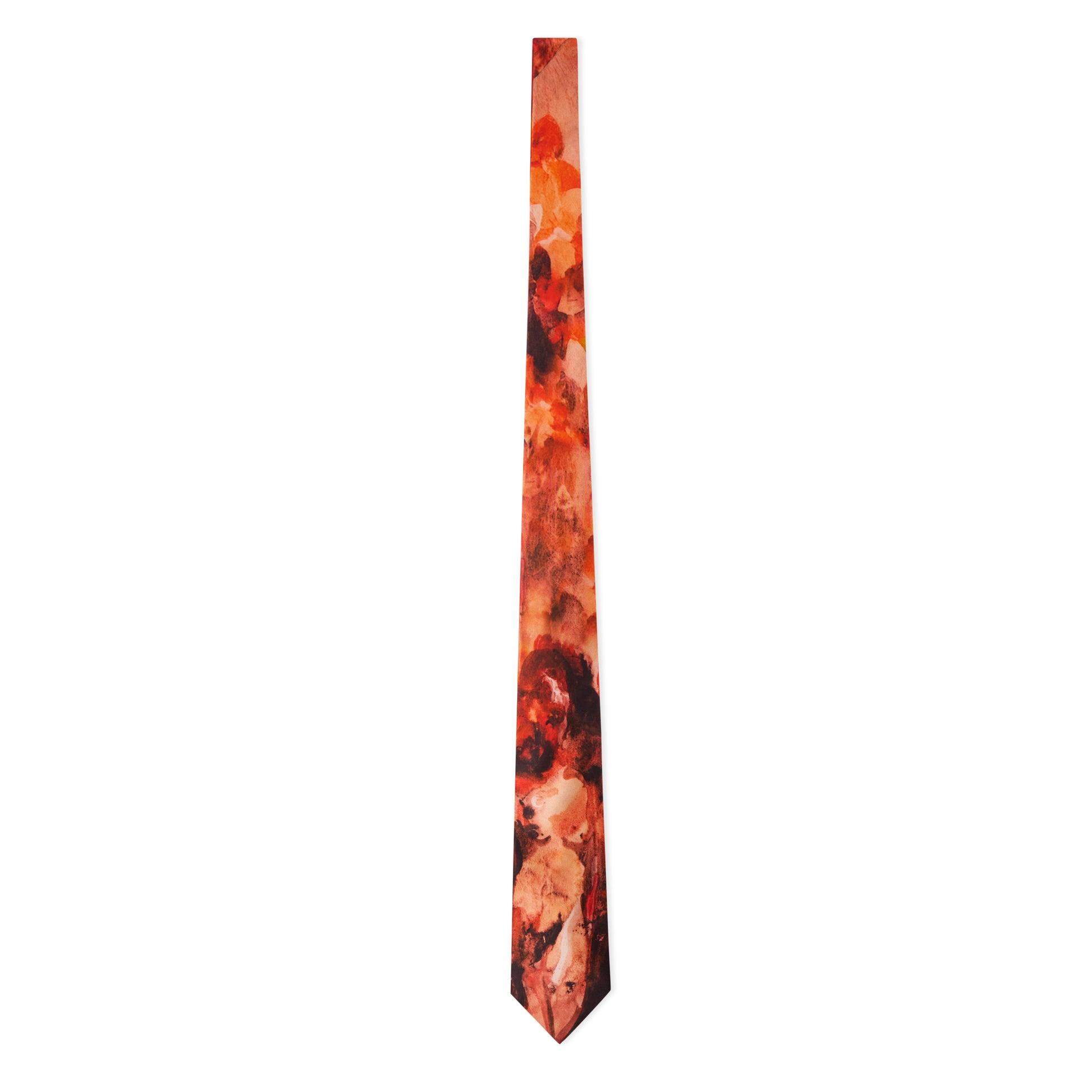 Women Figure Oil Painting Silk Tie [Red] by KIDSUPER STUDIOS
