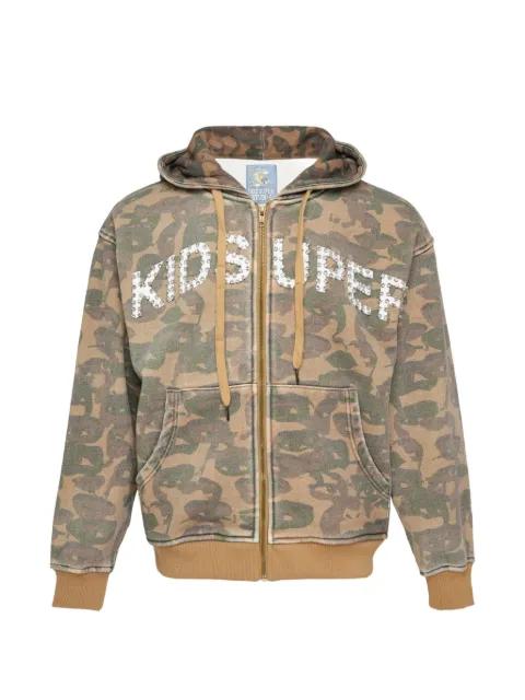 face-camo crystal-embellished hoodie by KIDSUPER STUDIOS