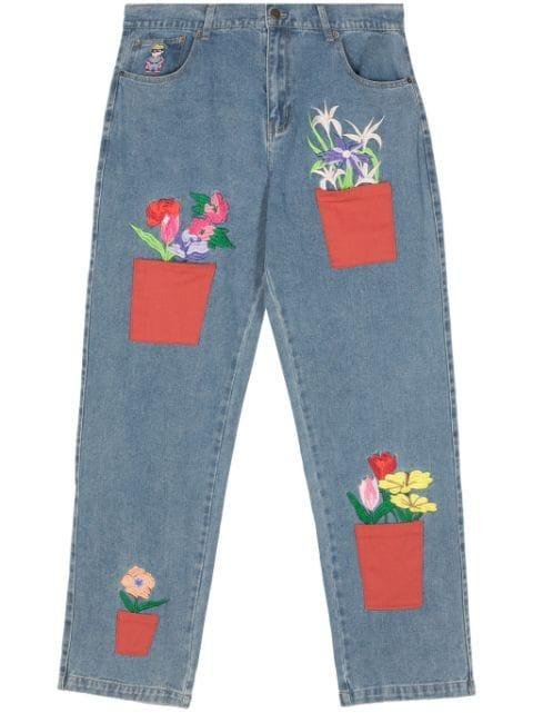 flower-pots straight jeans by KIDSUPER STUDIOS