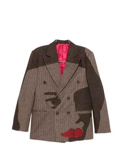 pinstriped face-patchwork jacket by KIDSUPER STUDIOS