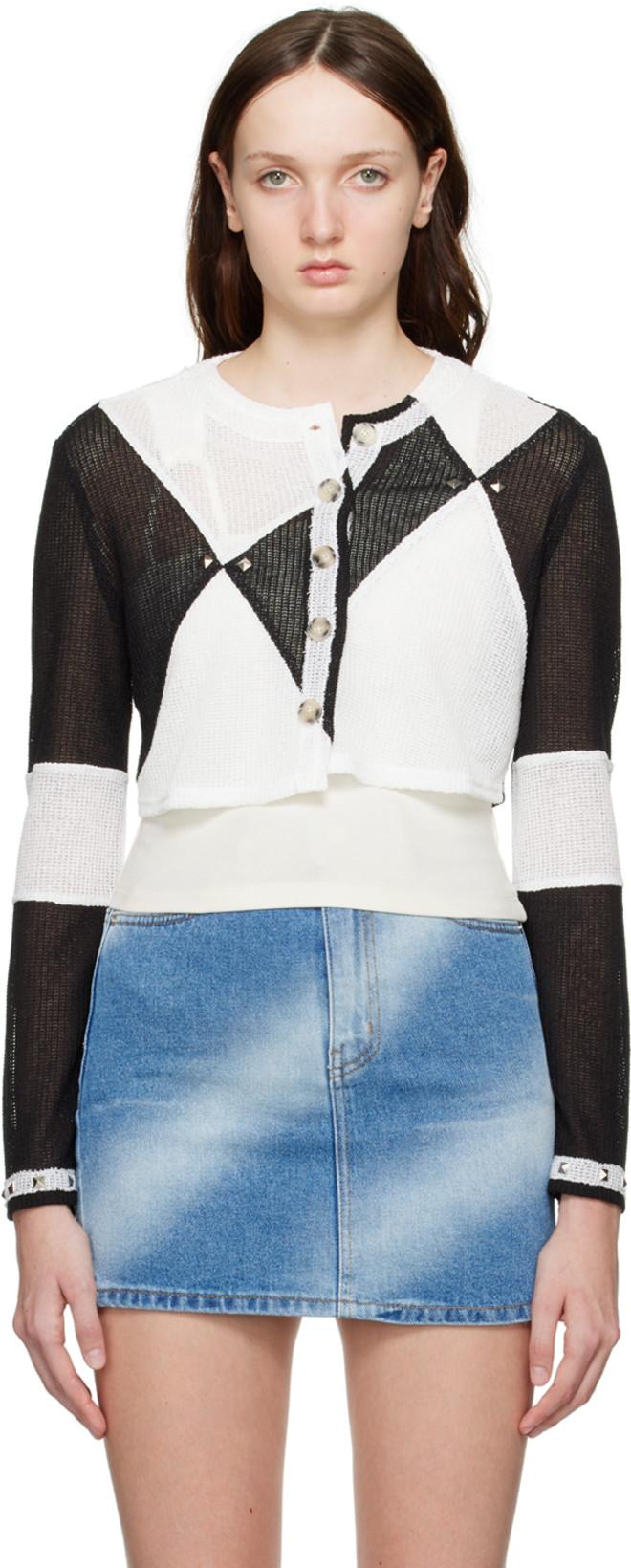 Black & White Mono Cardigan by KIJUN