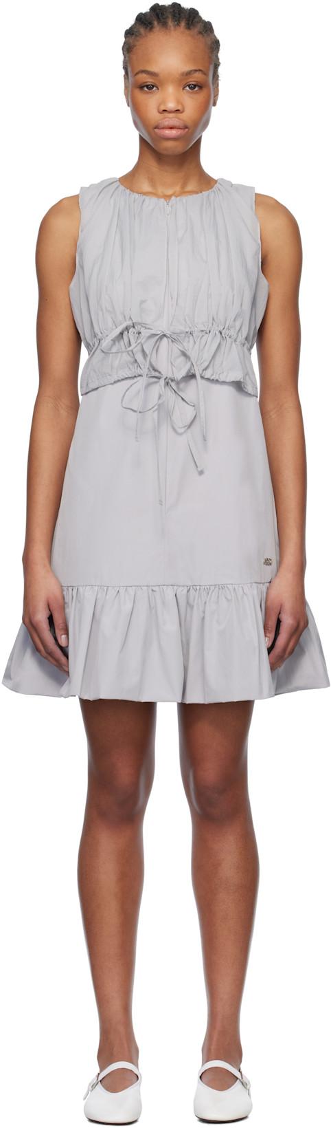 Gray Sheer Layered Minidress by KIJUN