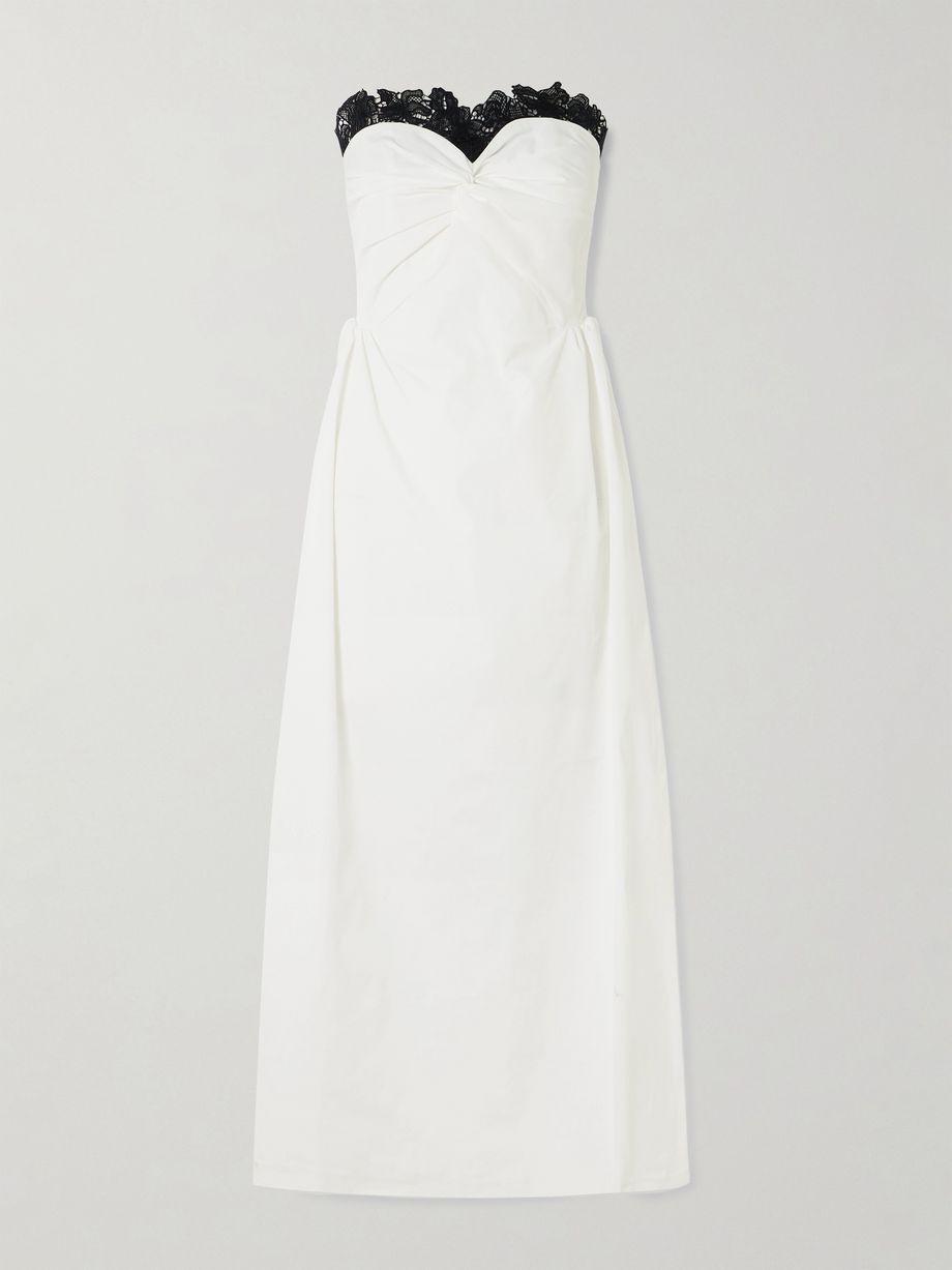 Rose guipure lace-trimmed faille maxi dress by KIKA VARGAS