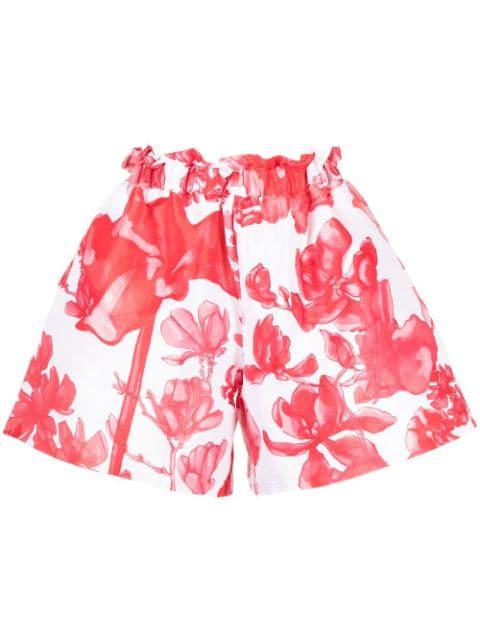 floral-print paperbag shorts by KIKA VARGAS