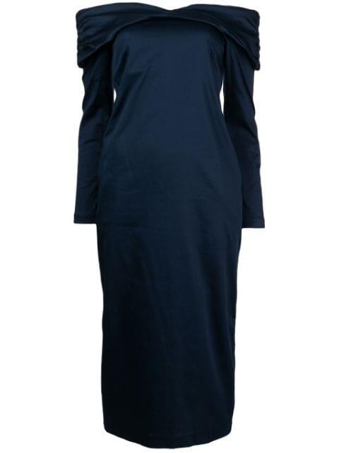 off-shoulder long-sleeve midi dress by KIKA VARGAS