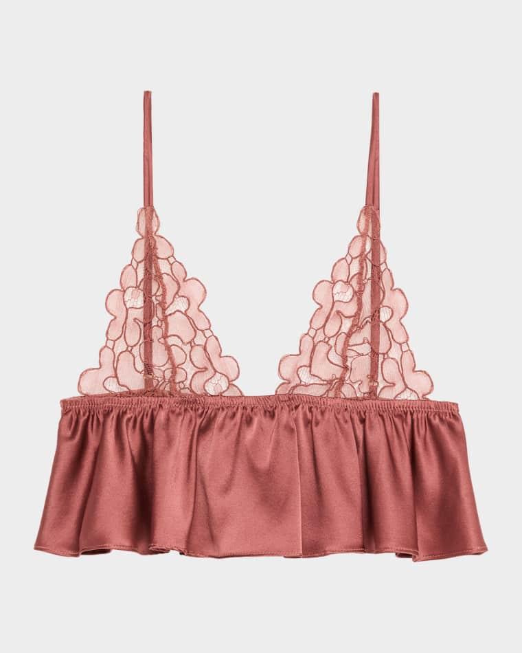 Amelie Silk Charmeuse Ruffle & Lace Soft Bra by KIKI DE MONTPARNASSE