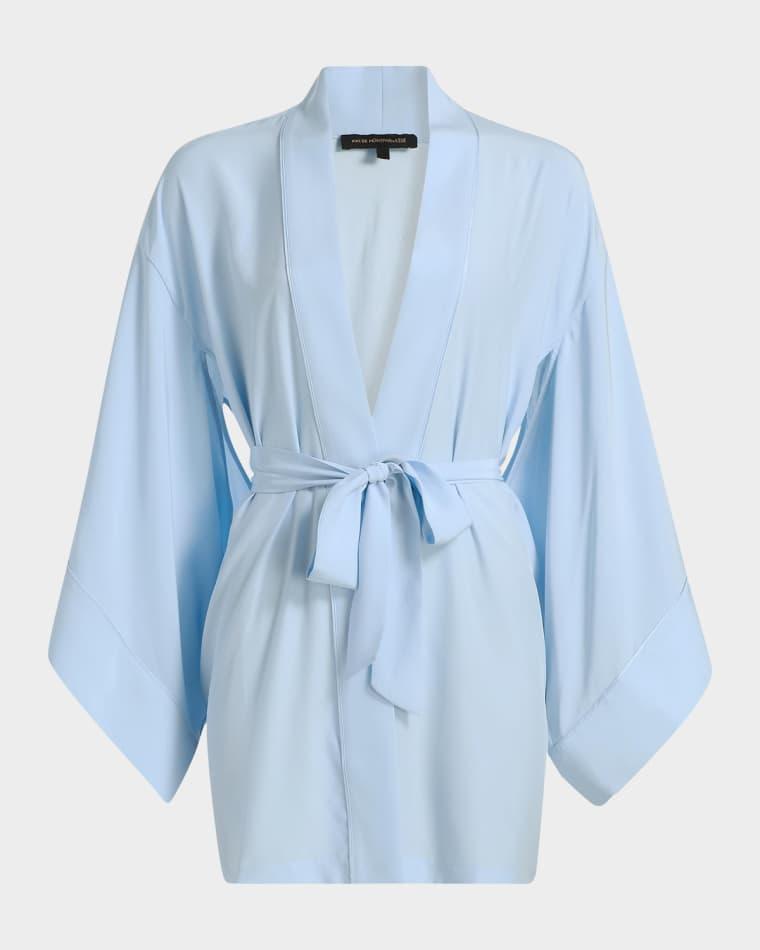 Cutout-Sleeve Silk Charmeuse Kimono Robe by KIKI DE MONTPARNASSE