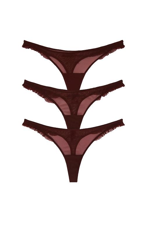 Kiki de Montparnasse Gifting Thong French Lessons Thong Trio in Burgundy by KIKI DE MONTPARNASSE