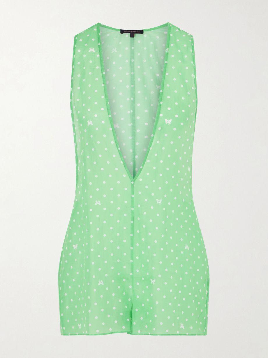 Kiki polka-dot cotton and silk-blend coverup by KIKI DE MONTPARNASSE