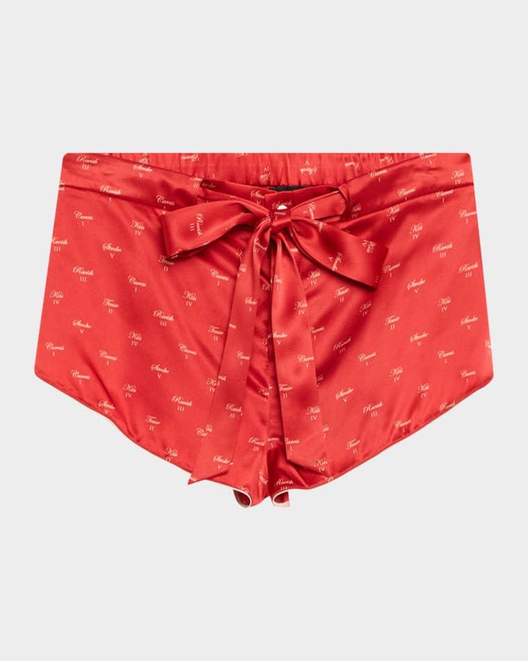 Kiss-Print Silk Lounge Shorts by KIKI DE MONTPARNASSE