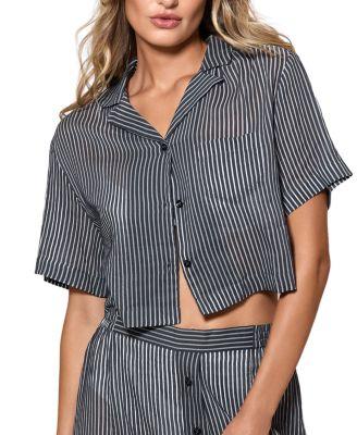 Le Boy Cotton/Silk Short Sleeve Cropped Shirt by KIKI DE MONTPARNASSE