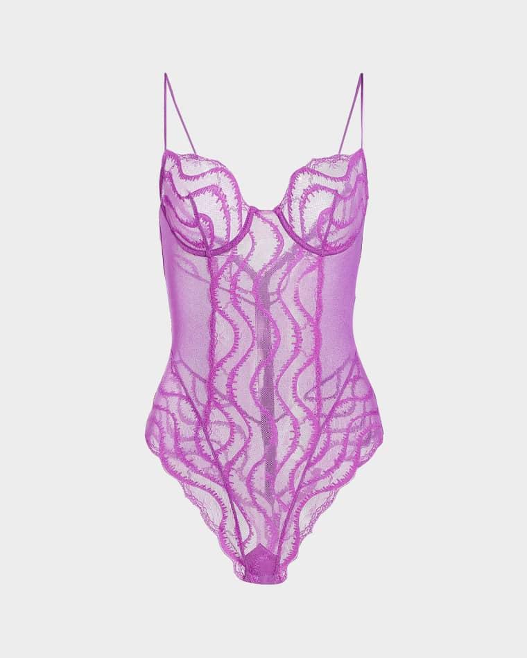 Leche Moi Embroidered Tulle Bodysuit by KIKI DE MONTPARNASSE