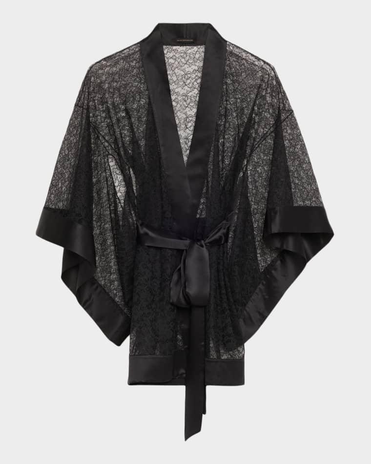 Petite Fleur Sheer Lace Kimono Robe by KIKI DE MONTPARNASSE