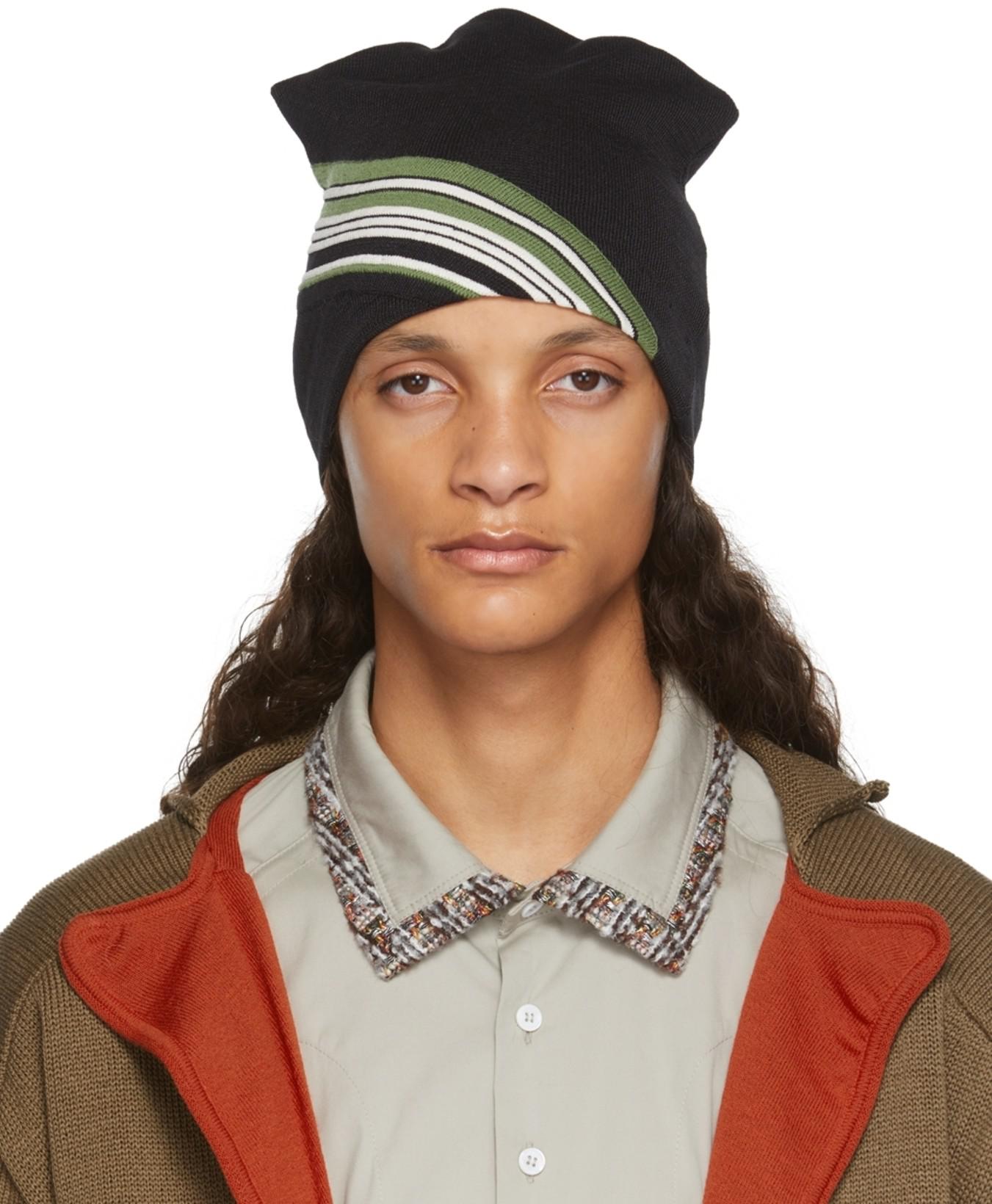 Black Knit Stretton Beanie by KIKO KOSTADINOV | jellibeans