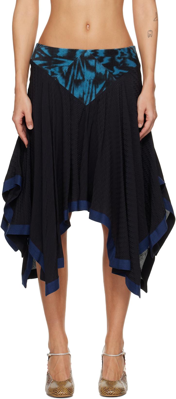 Black & Blue Klapheck Midi Skirt by KIKO KOSTADINOV