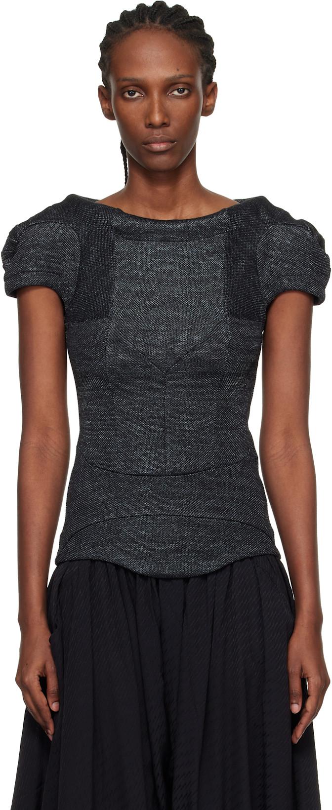 Gray Compass Jersey Blouse by KIKO KOSTADINOV