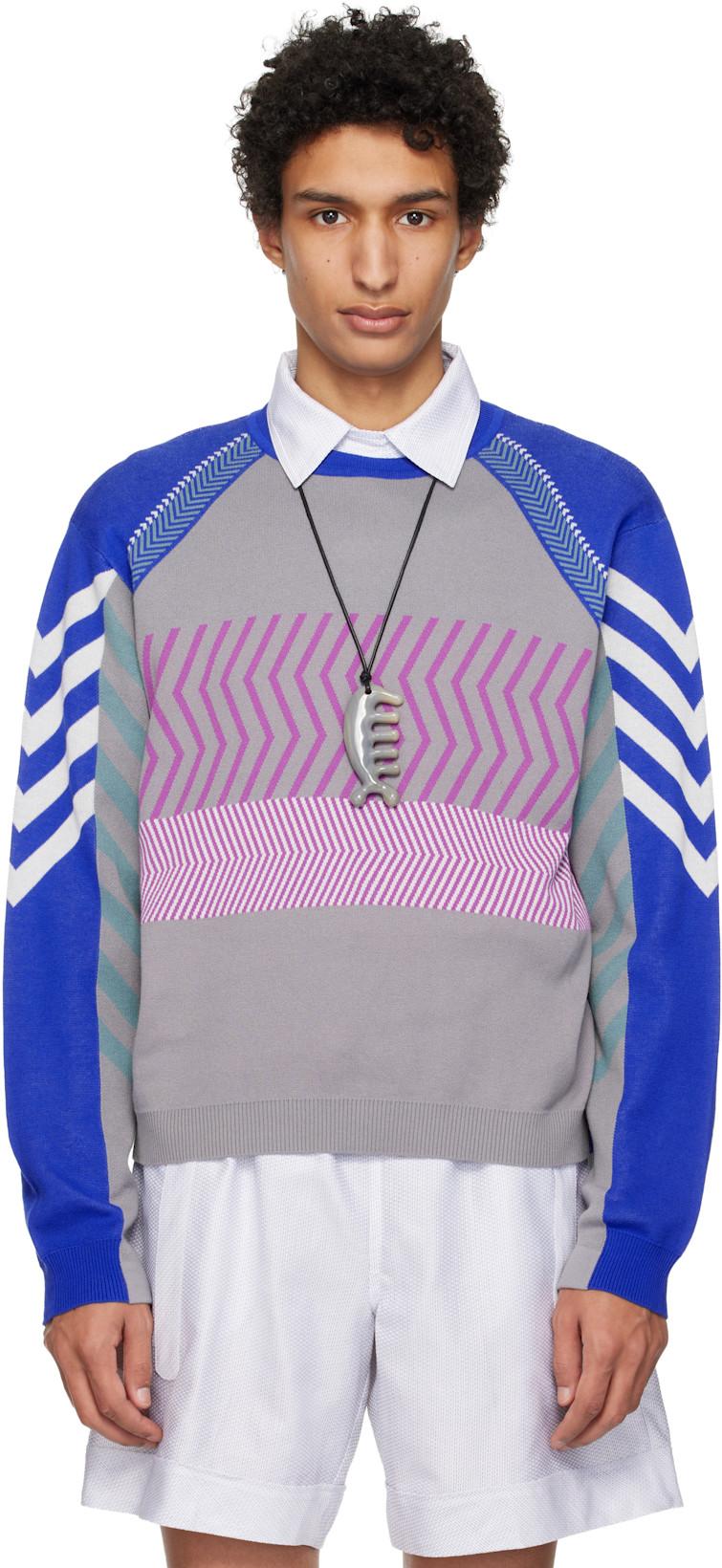 Gray & Blue Gizi Panelled Sweater by KIKO KOSTADINOV