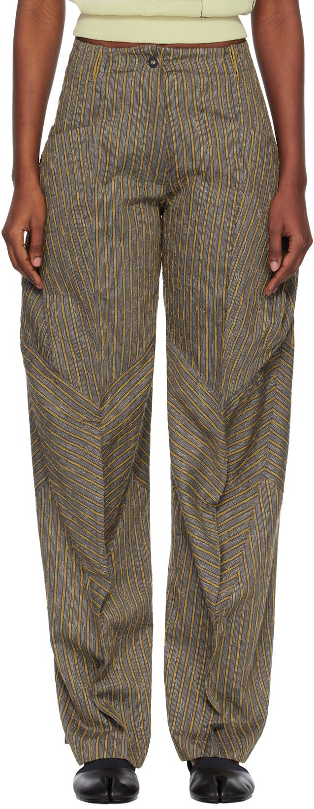 Gray & Yellow Centennial Trousers by KIKO KOSTADINOV
