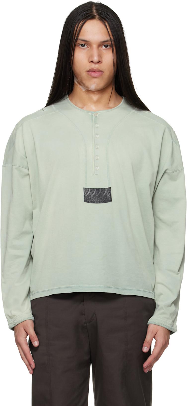 Green Sargo Long Sleeve Henley by KIKO KOSTADINOV
