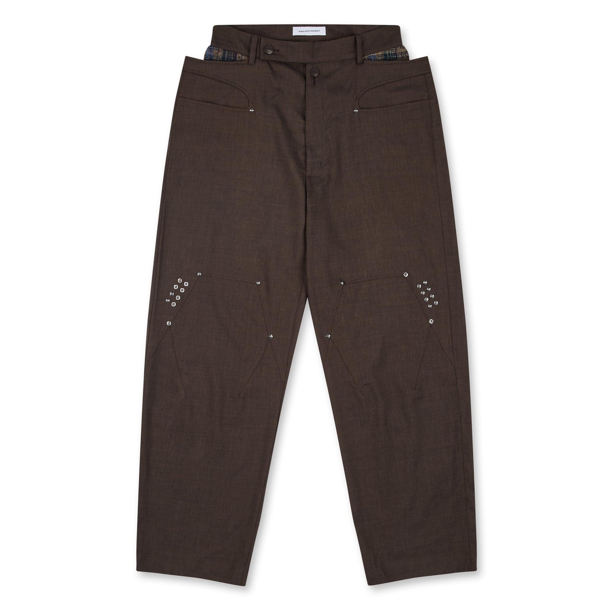 Kiko Kostadinov - Men's Antharas Wide Trousers - (Walnut) by KIKO