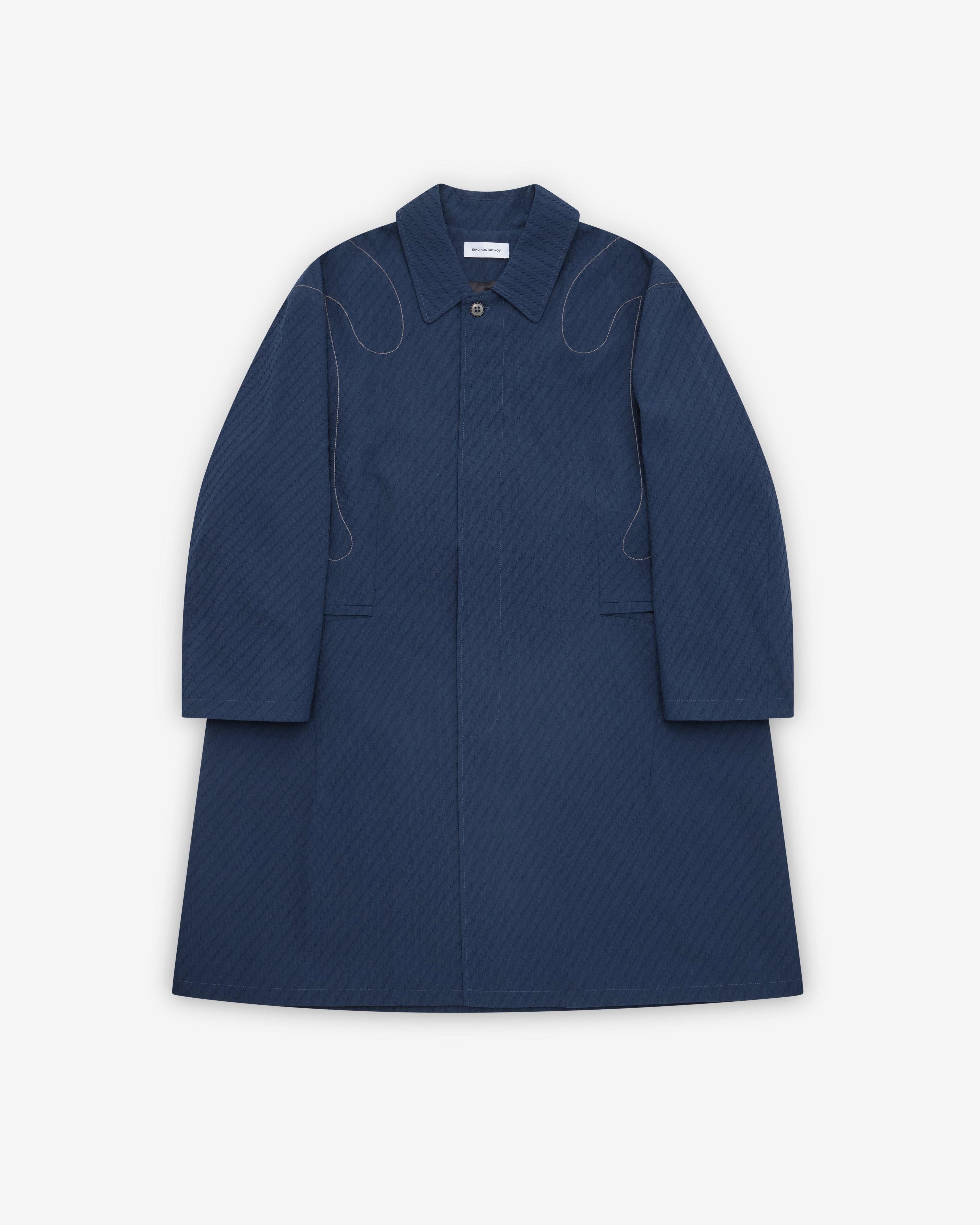 Kiko Kostadinov - Men's Euri K-Shoulder Coat - (Abyss Blue) by KIKO KOSTADINOV