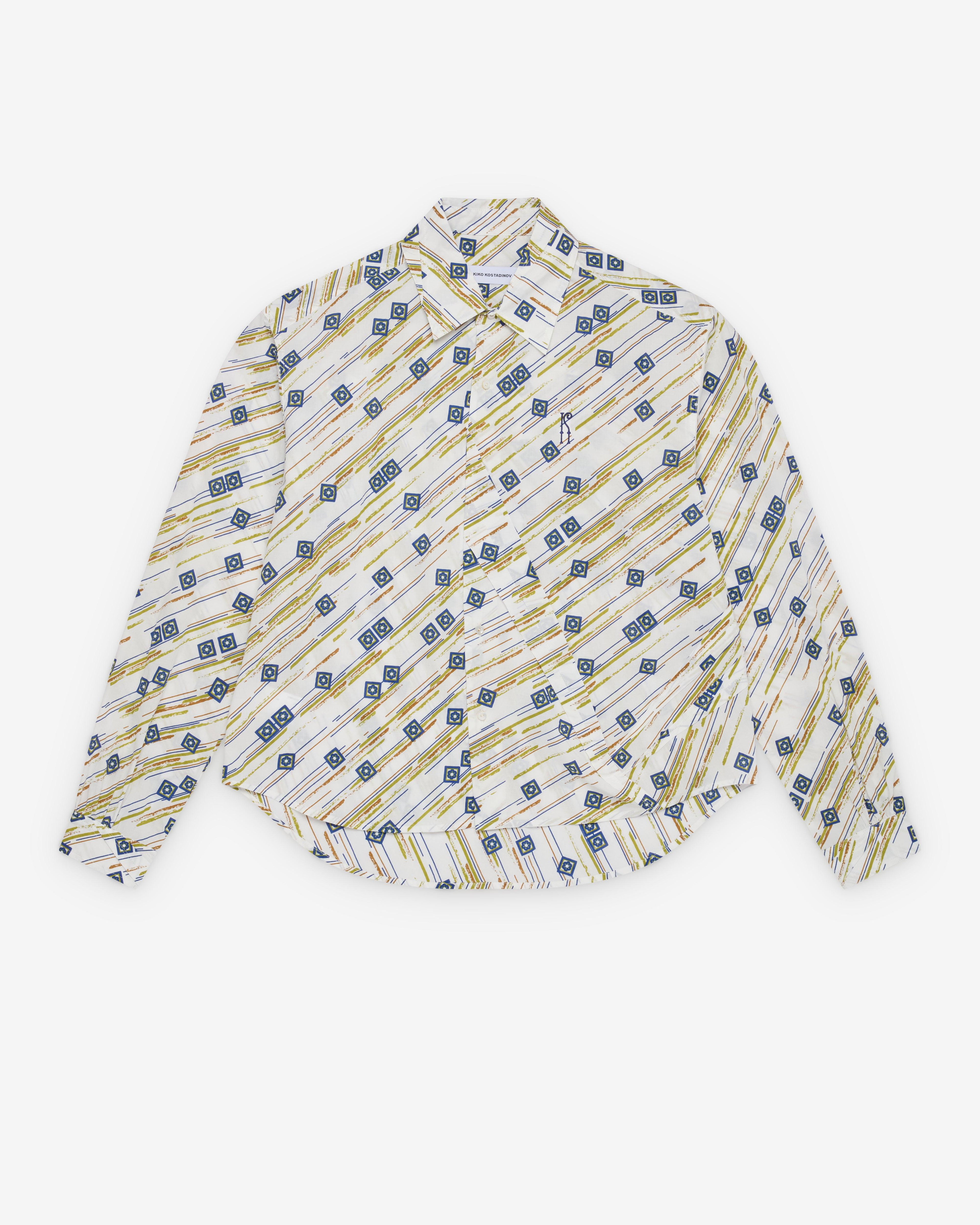 Kiko Kostadinov  - Men's Ohne K-Dart Shirt - (Floral Brush) by KIKO KOSTADINOV