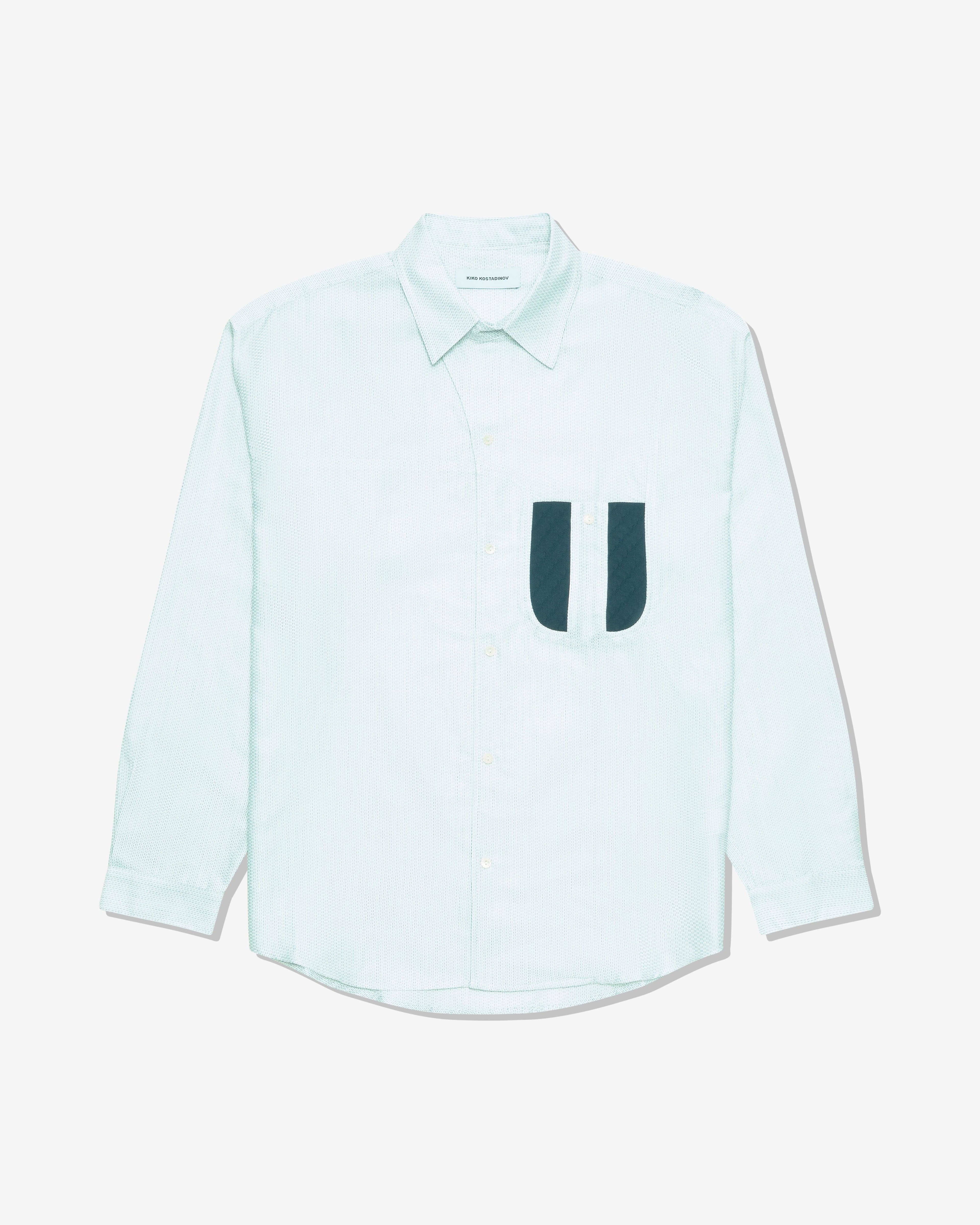 Kiko Kostadinov - Men's Veca Panelled Shirt - (White/Navy) by KIKO KOSTADINOV