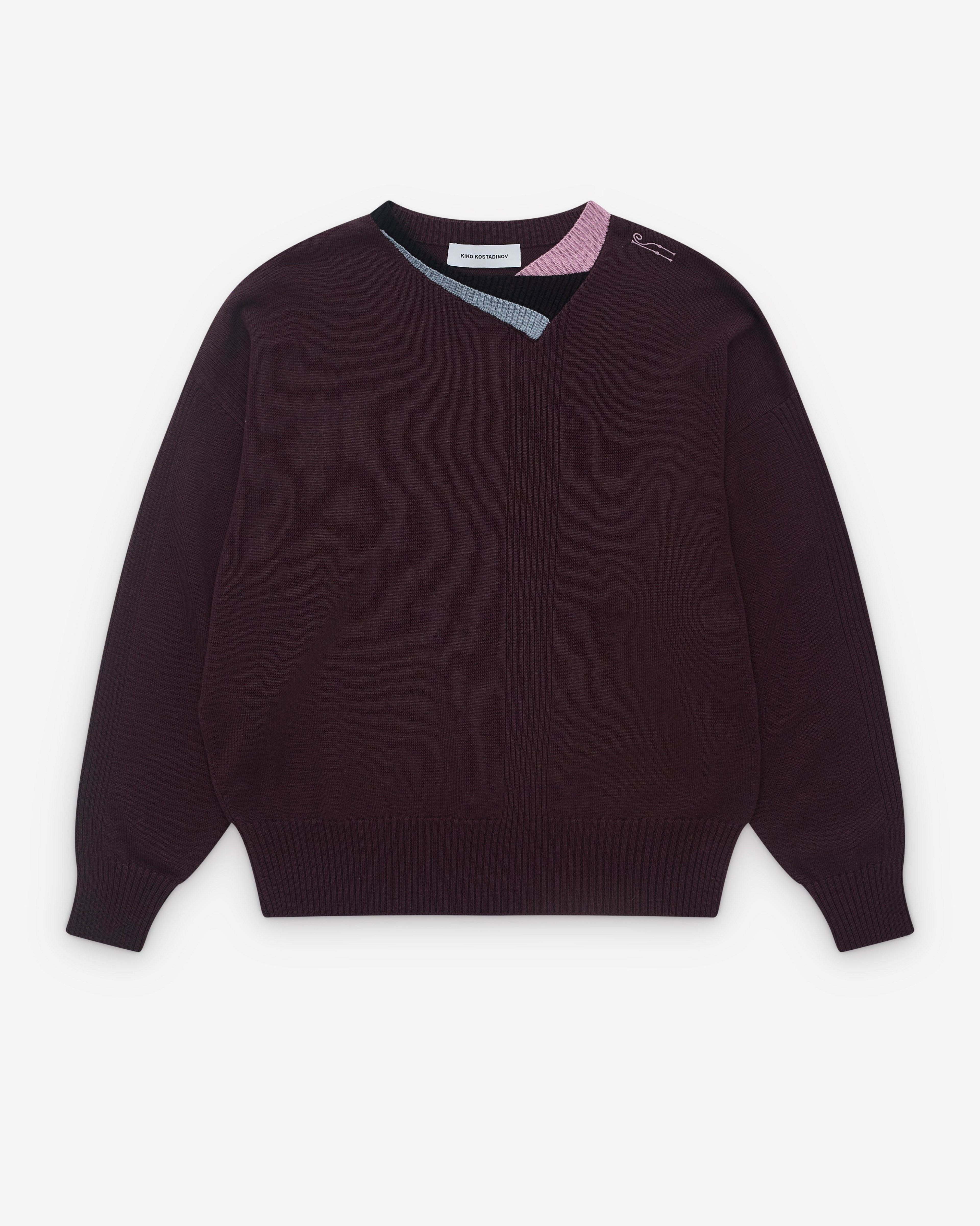Kiko Kostadinov - Men's Vig Multi Collar Long Sleeve - (Dark Brown) by KIKO KOSTADINOV
