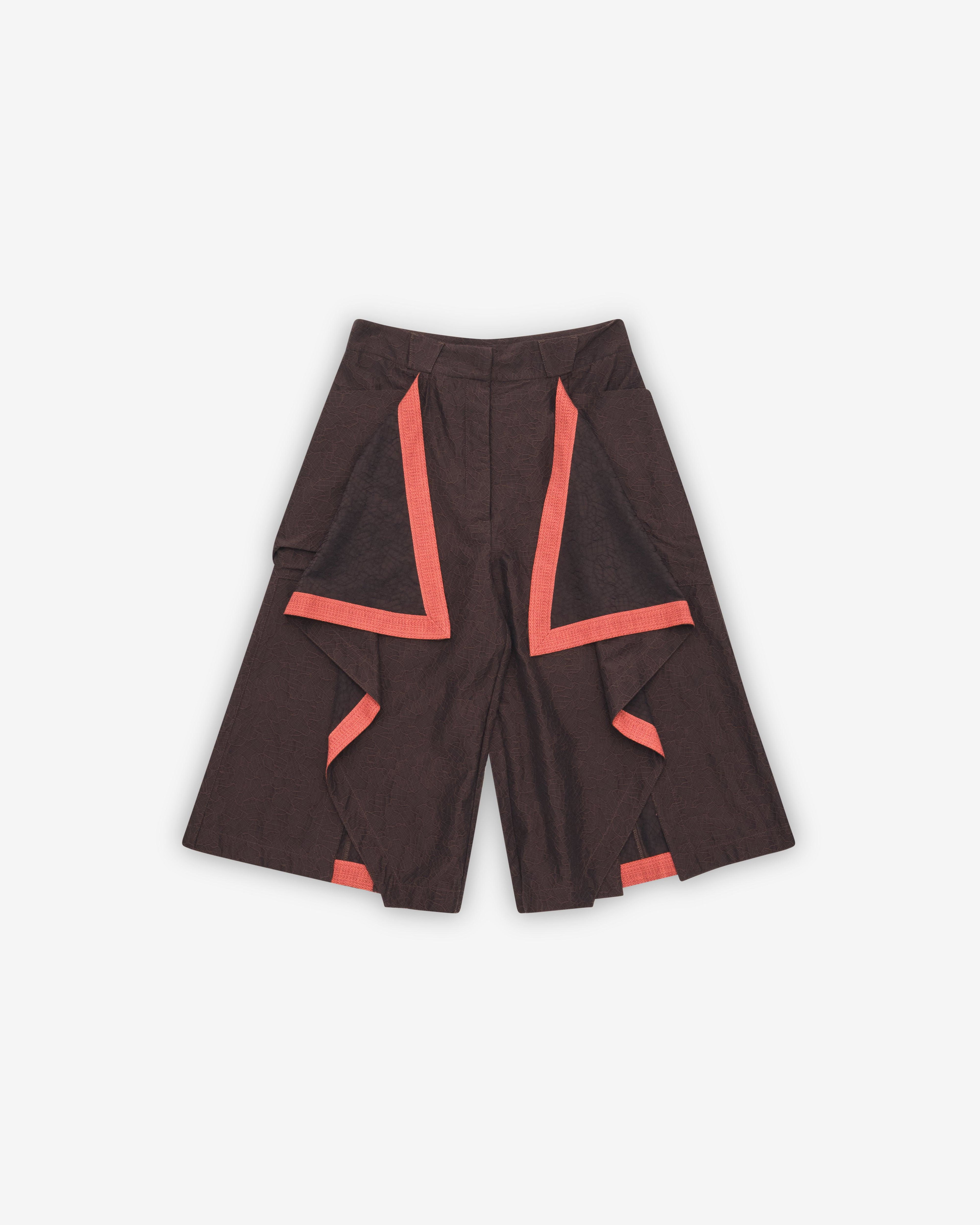 Kiko Kostadinov - Women's Dahlia Draped Shorts - (Dark Elm) by KIKO KOSTADINOV