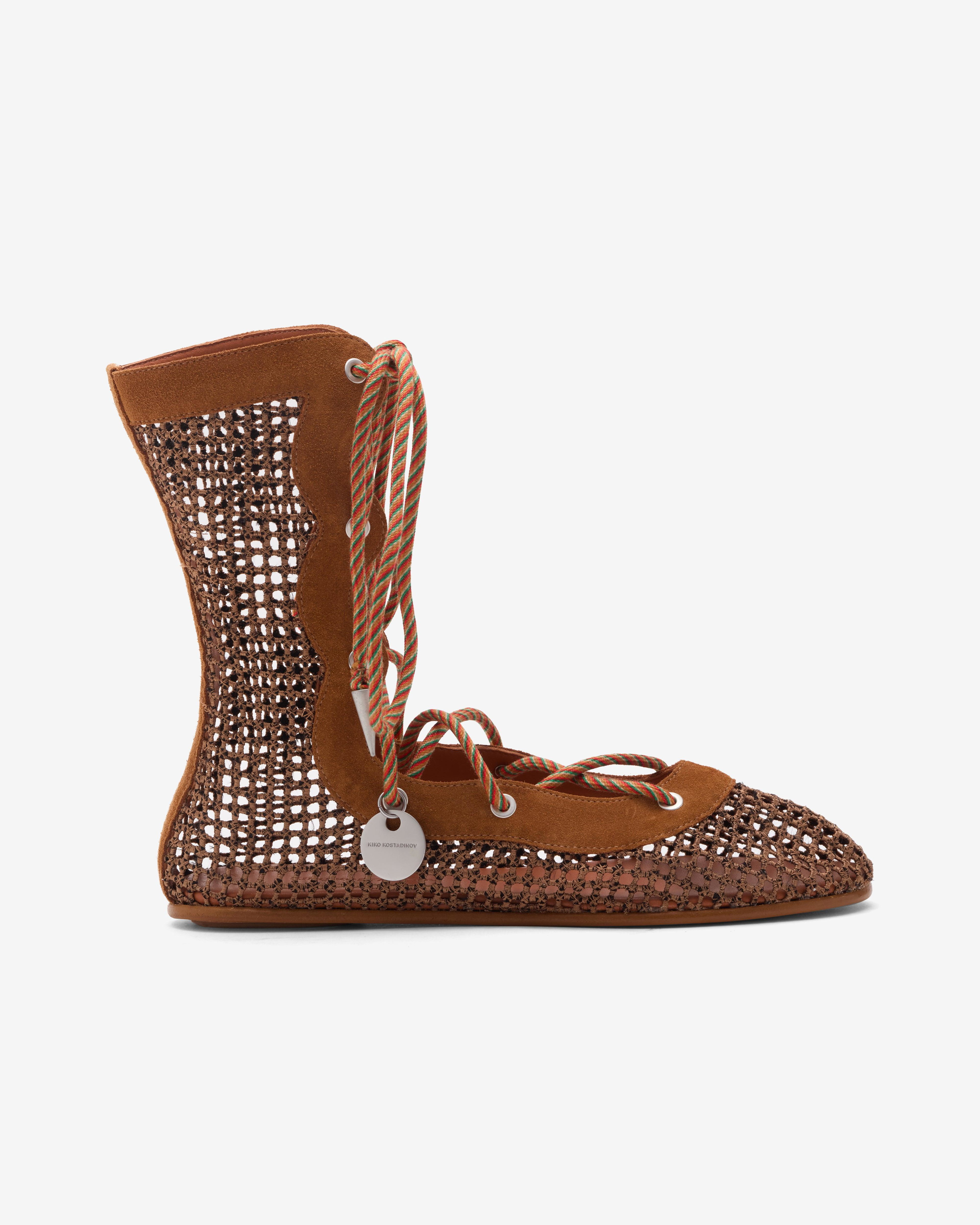 Kiko Kostadinov - Women's Reticella Lace Up Boot - (Caramel) by KIKO KOSTADINOV