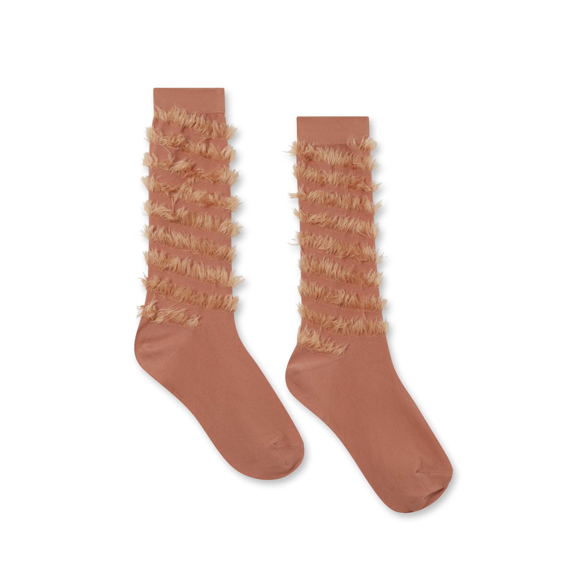 Kiko Kostadinov - Women's Spiral Trim Sock - (Bisque) by KIKO KOSTADINOV