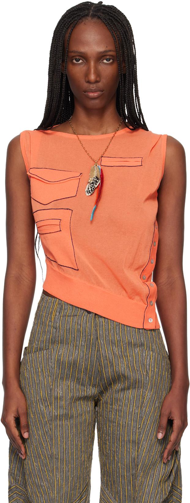 Orange Kreiner Knit Tank Top by KIKO KOSTADINOV