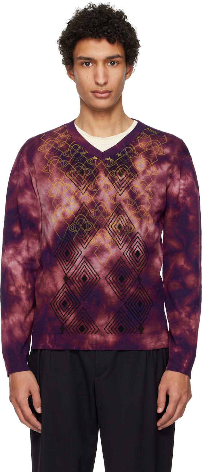 Purple Hatha V-Neck Knit Sweater by KIKO KOSTADINOV