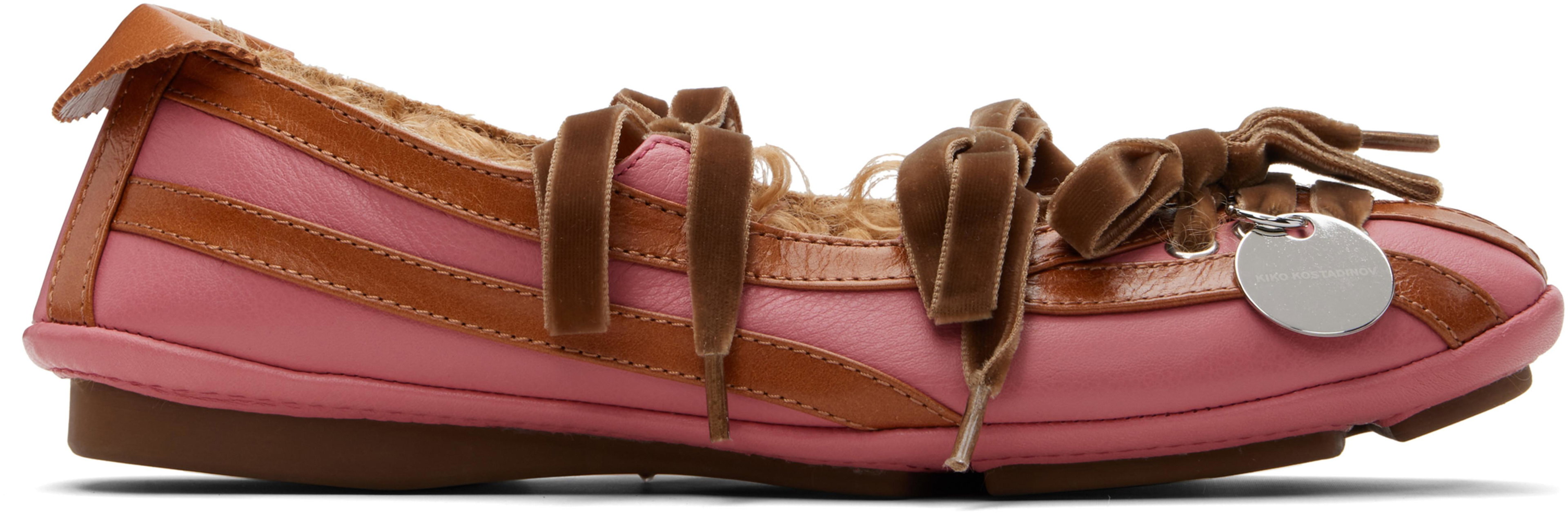 SSENSE Exclusive Pink & Brown Lella Hybrid Ballerina Flats by KIKO KOSTADINOV
