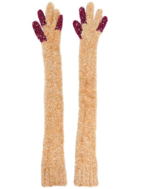 extra-long glitter-knit gloves by KIKO KOSTADINOV