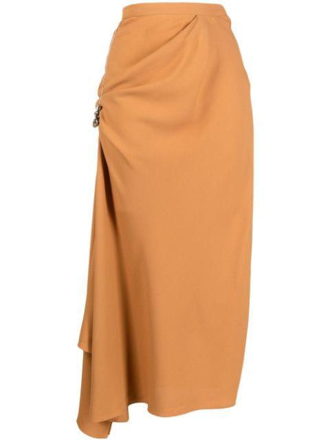 high-waisted ruched midi skirt by KIKO KOSTADINOV