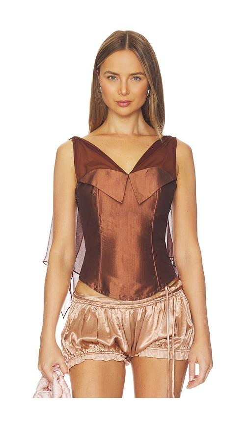 Kim Shui Kemle Corset Top in Brown by KIM SHUI