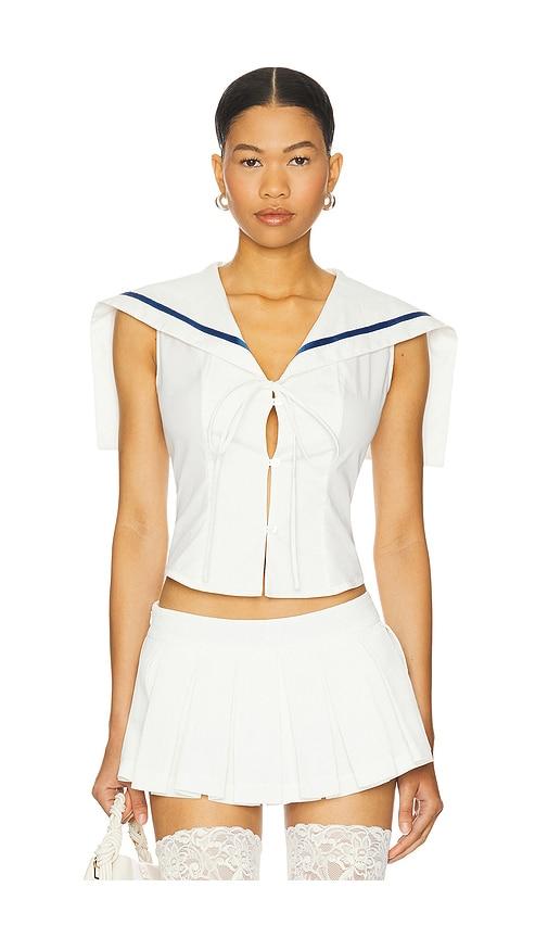 Kim Shui Sailor Corset Top in White by KIM SHUI