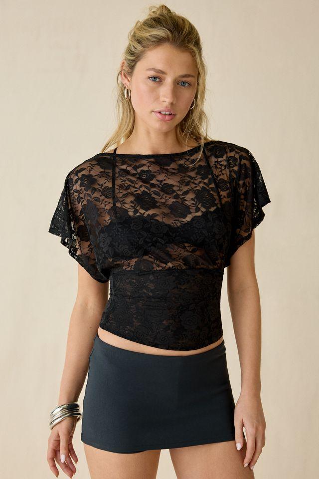 Kimchi Blue Audrey Sheer Lace Banded Blouse by KIMCHI BLUE