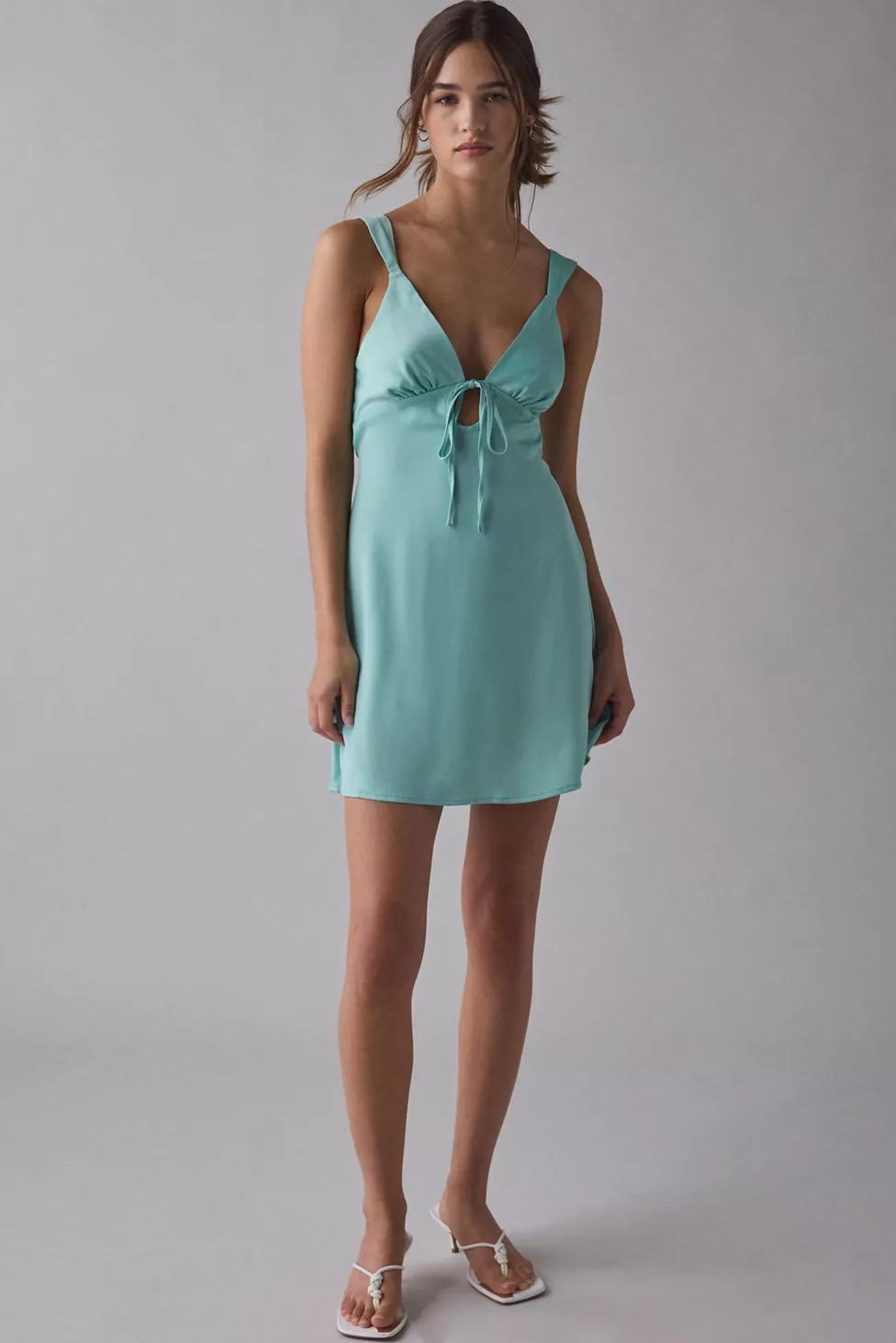 Kimchi Blue Brooke Keyhole Cutout Satin Slip Mini Dress by KIMCHI BLUE