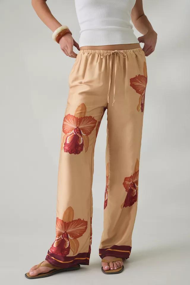 Kimchi Blue Cattleya Floral Straight Leg Satin Pants by KIMCHI BLUE