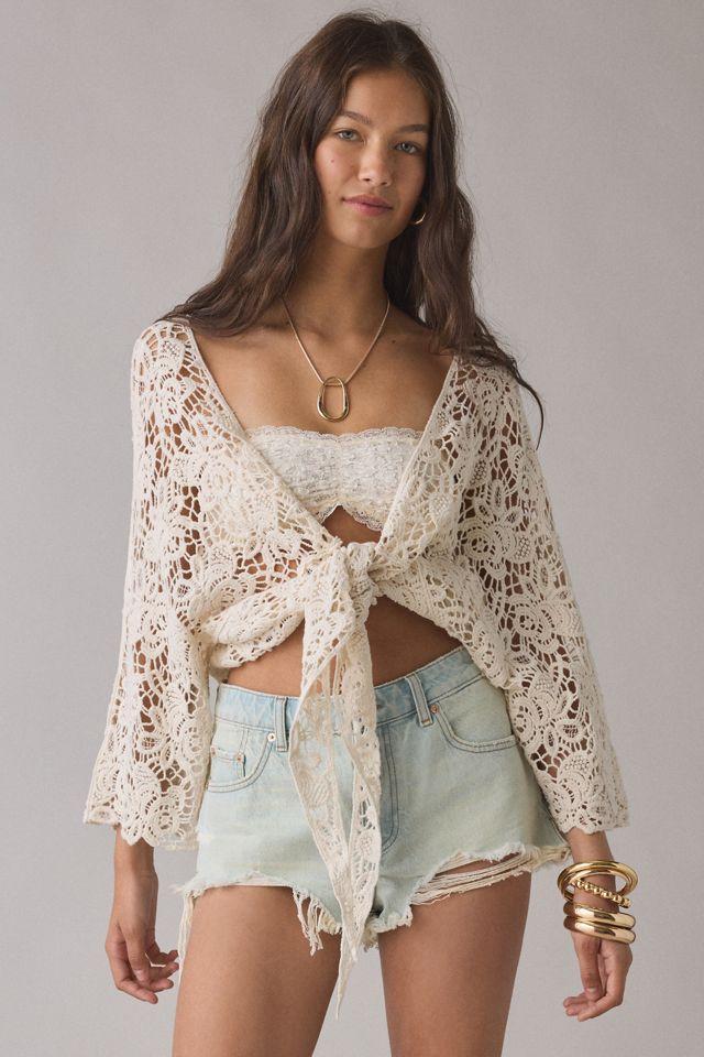 Kimchi Blue Easy Days Tie-Front Crochet Top by KIMCHI BLUE